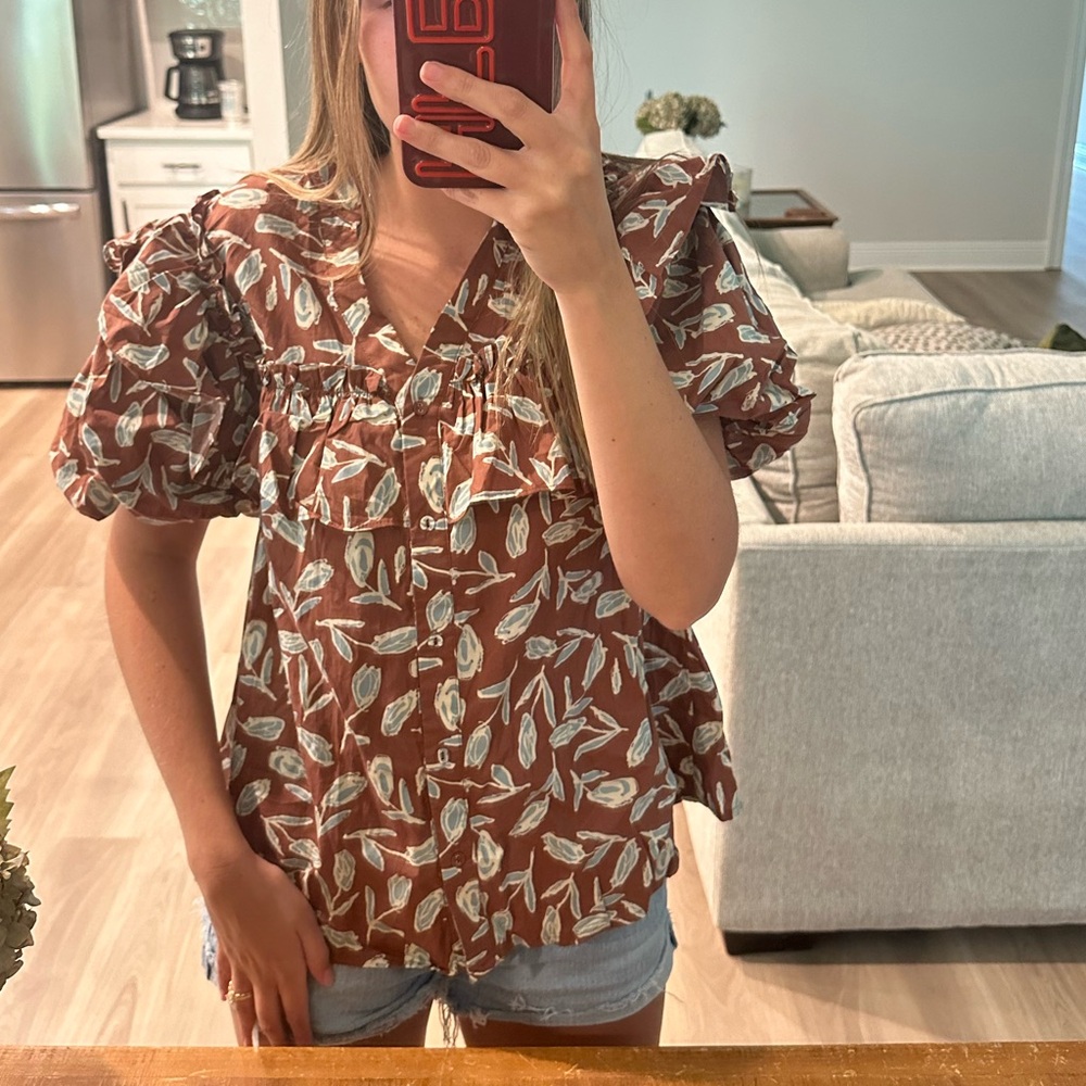 Ruffle Button Down Blouse - image 2